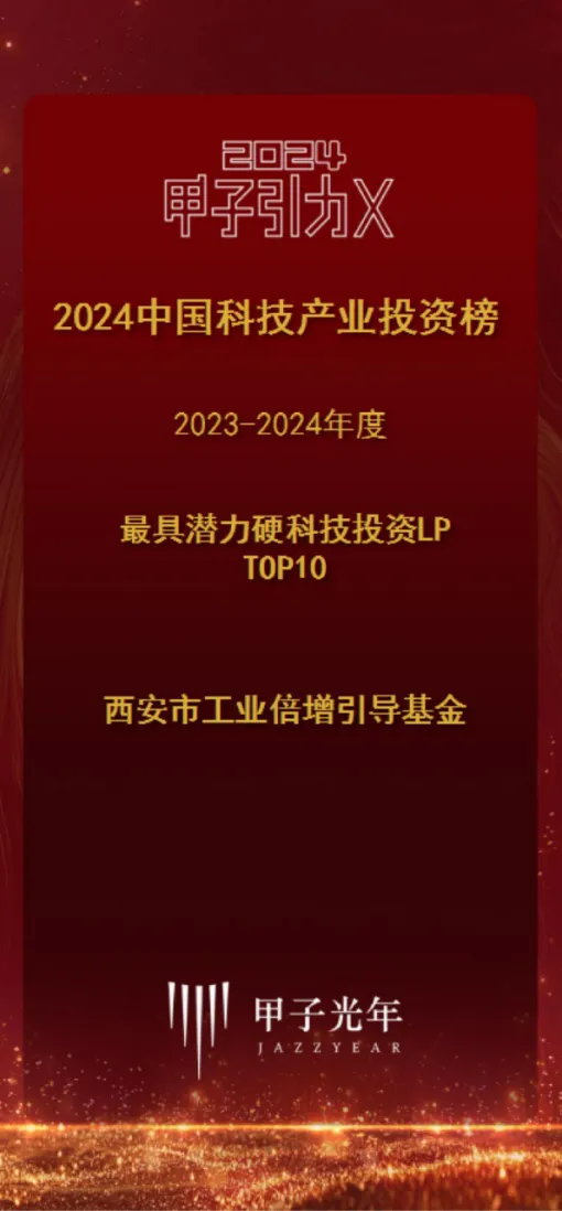 奮楫爭先，載譽前行④ || 西安市工業(yè)倍增引導(dǎo)基金榮獲2023-2024年度最具潛力硬科技投資LP TOP10